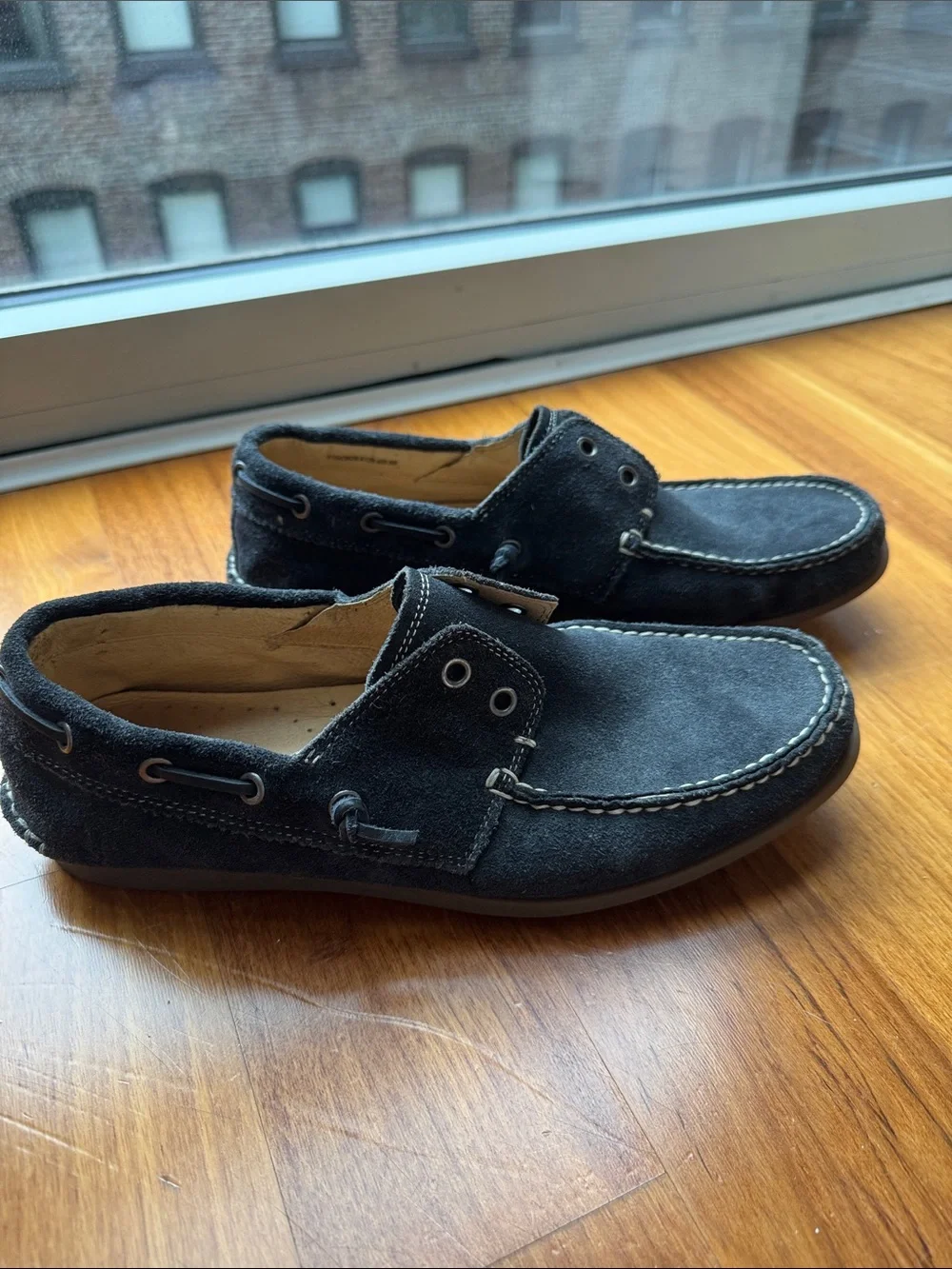 John Varvatos Men's Suede Boat Shoes - Navy Blue - Picture 3 of 8